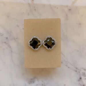 Lord & Taylor Black Cubic Zirconia Sterling Silver Stud Earrings